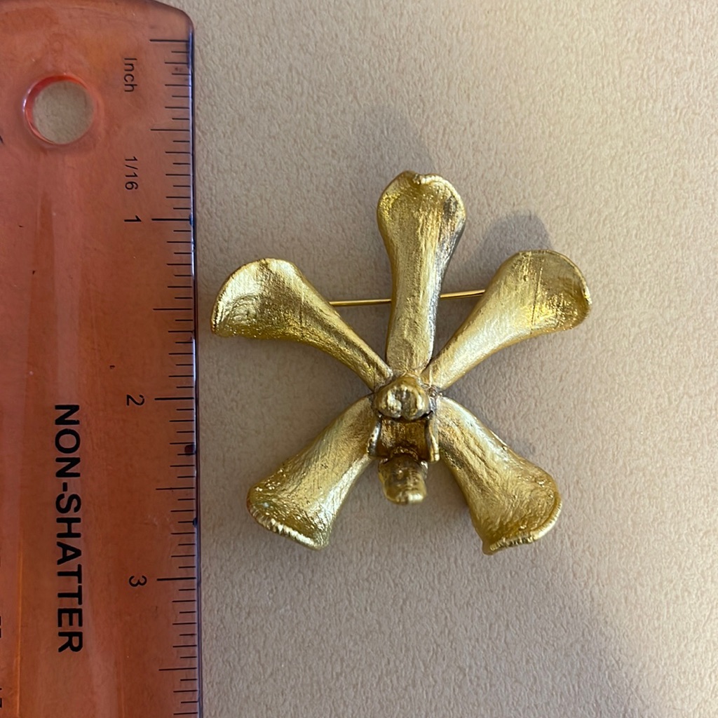 Vintage Gold Orchid Brooch